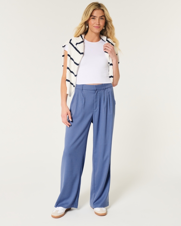 Hollister Livvy Ultra High-Rise Wide-Leg Pants, Blue