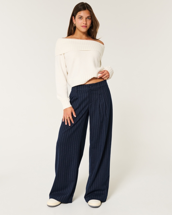 Womens Trousers Linen Wide Leg Trousers Hollister Co