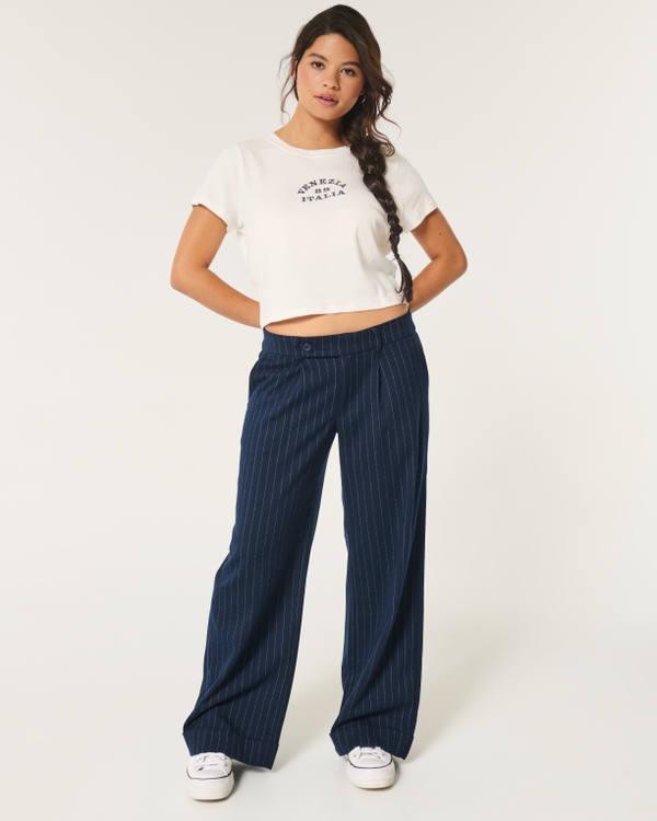 Womens Trousers Linen Wide Leg Trousers Hollister Co