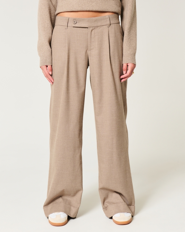 Hollister Livvy Low-rise Wide-Leg Pants, Light Heather Brown view 2