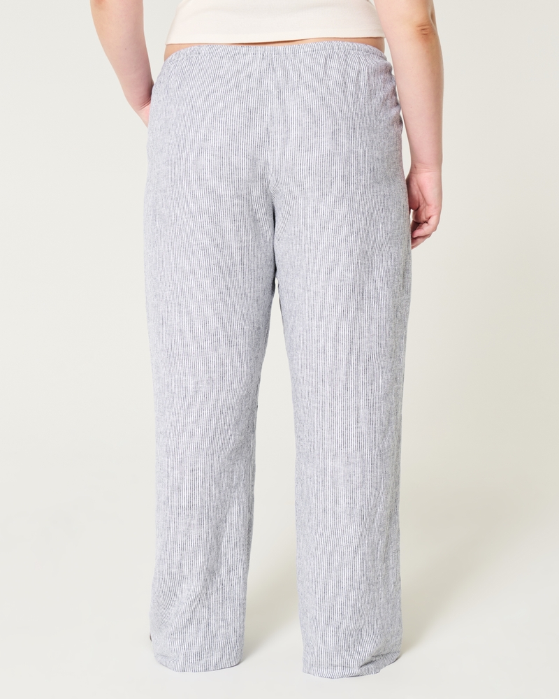 Linen-Blend Pull-On Baggy Pants