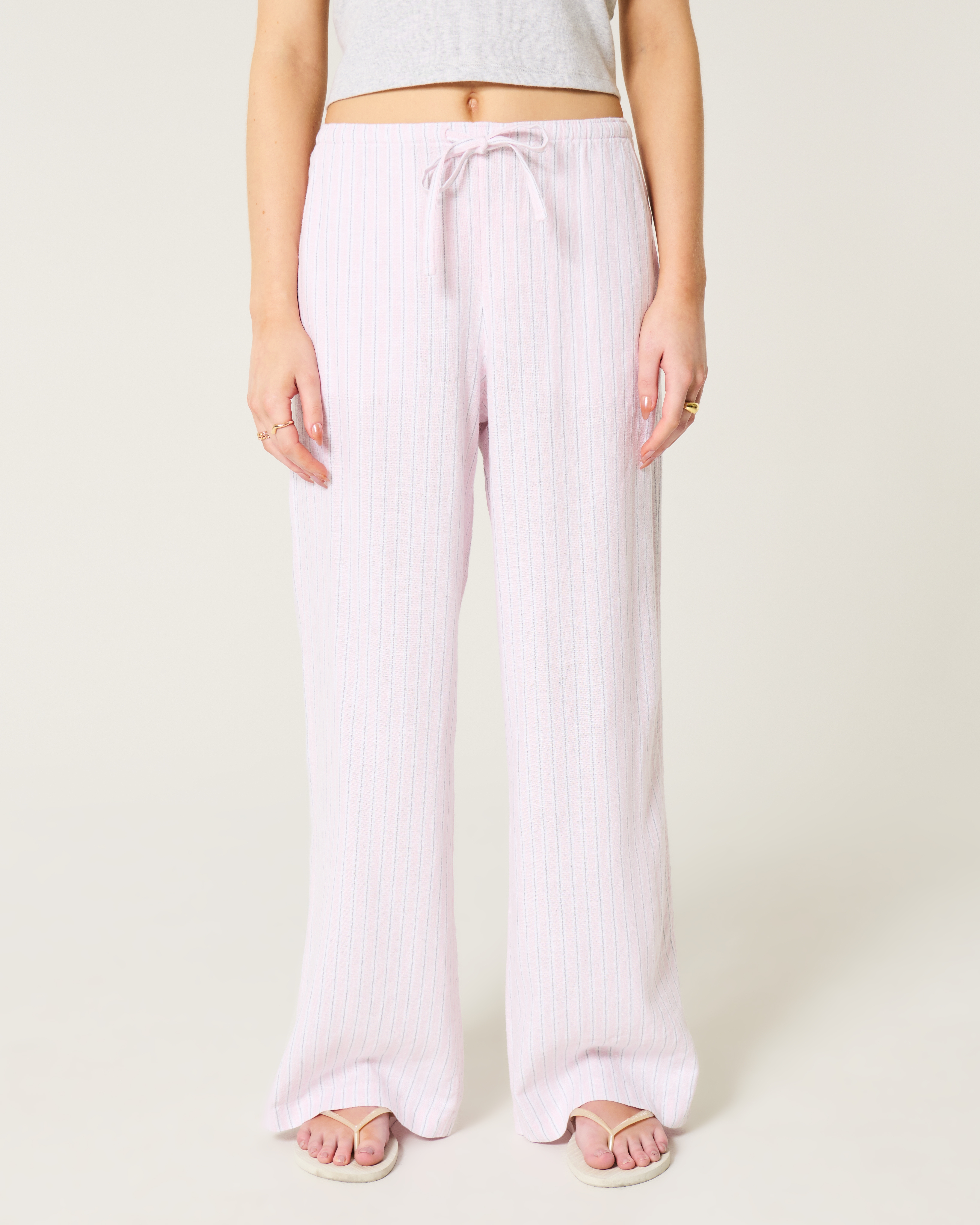 Linen-Blend Pull-On Baggy Pants