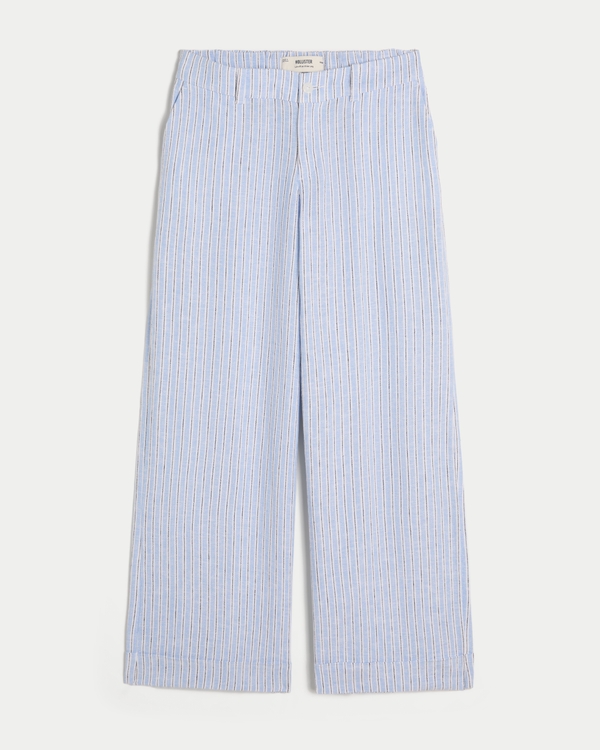 Pantalones de pernera ancha y tiro bajo Hollister Livvy, Rayas Azul Claro view 1