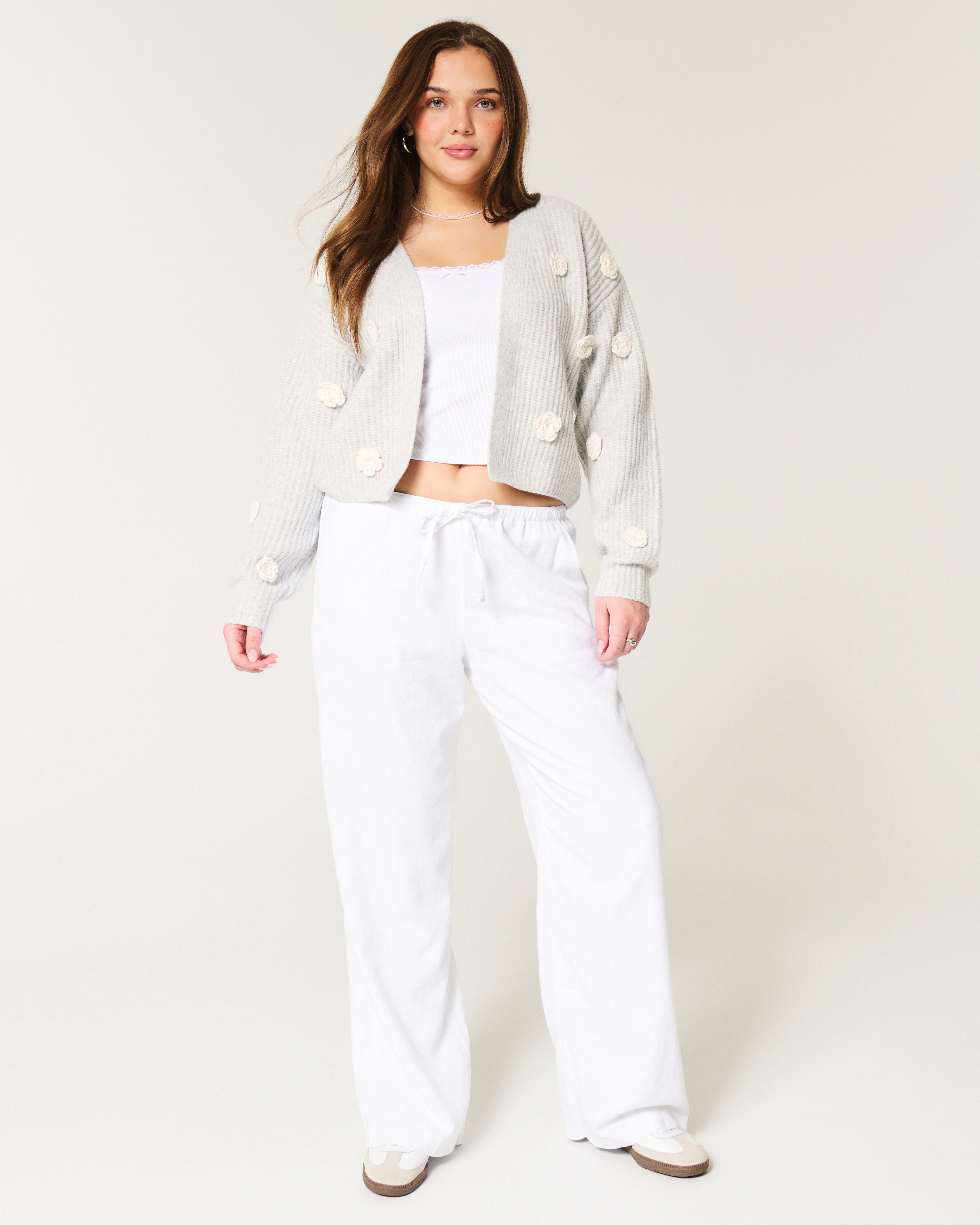 Linen-Blend Pull-On Baggy Pants