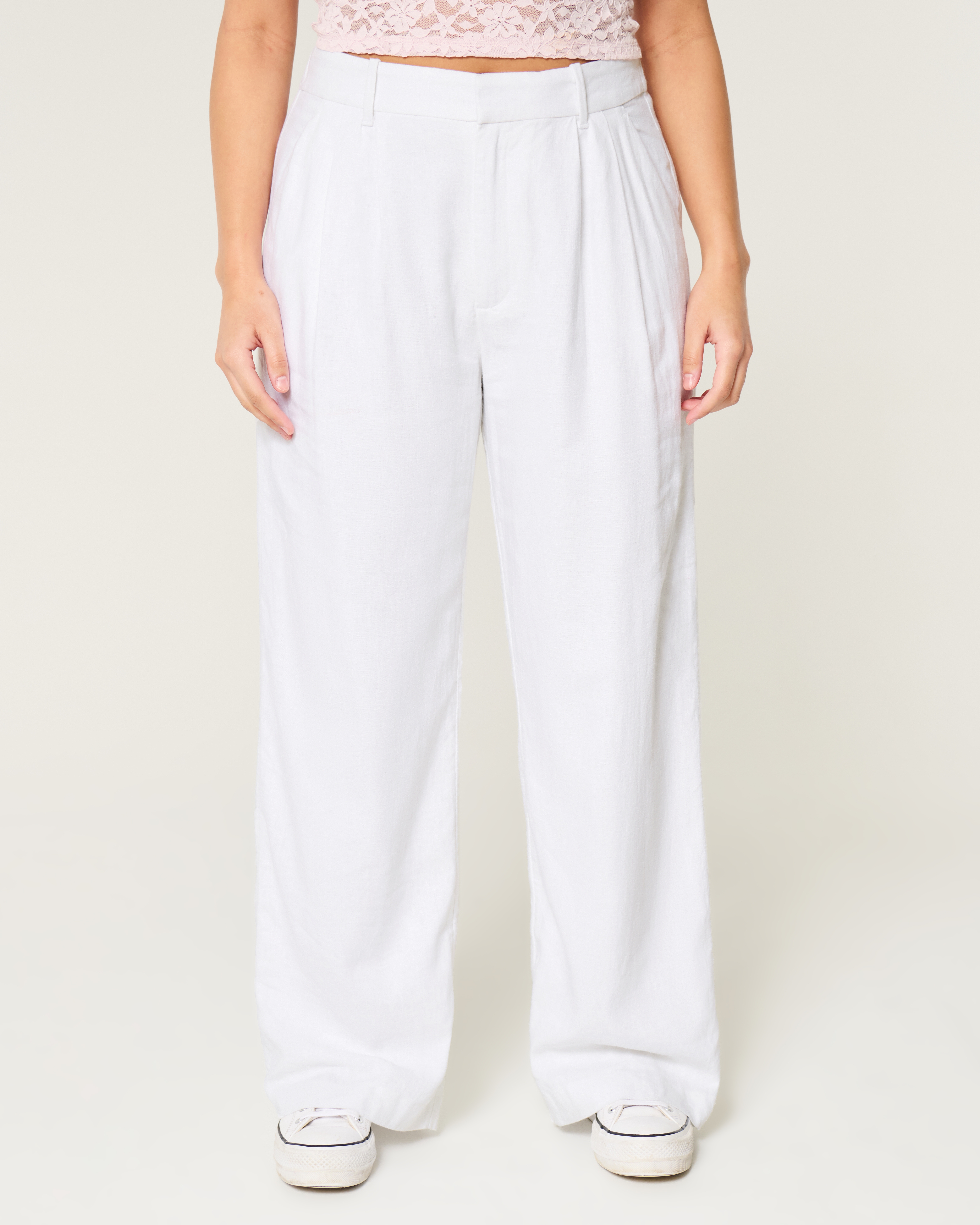 Hollister Livvy Ultra High-Rise Linen-Blend Wide-Leg Pants