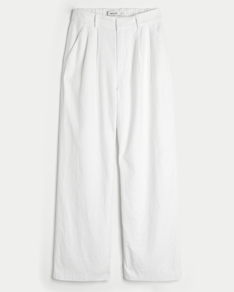 Hollister Livvy Ultra High-Rise Linen-Blend Wide-Leg Pants