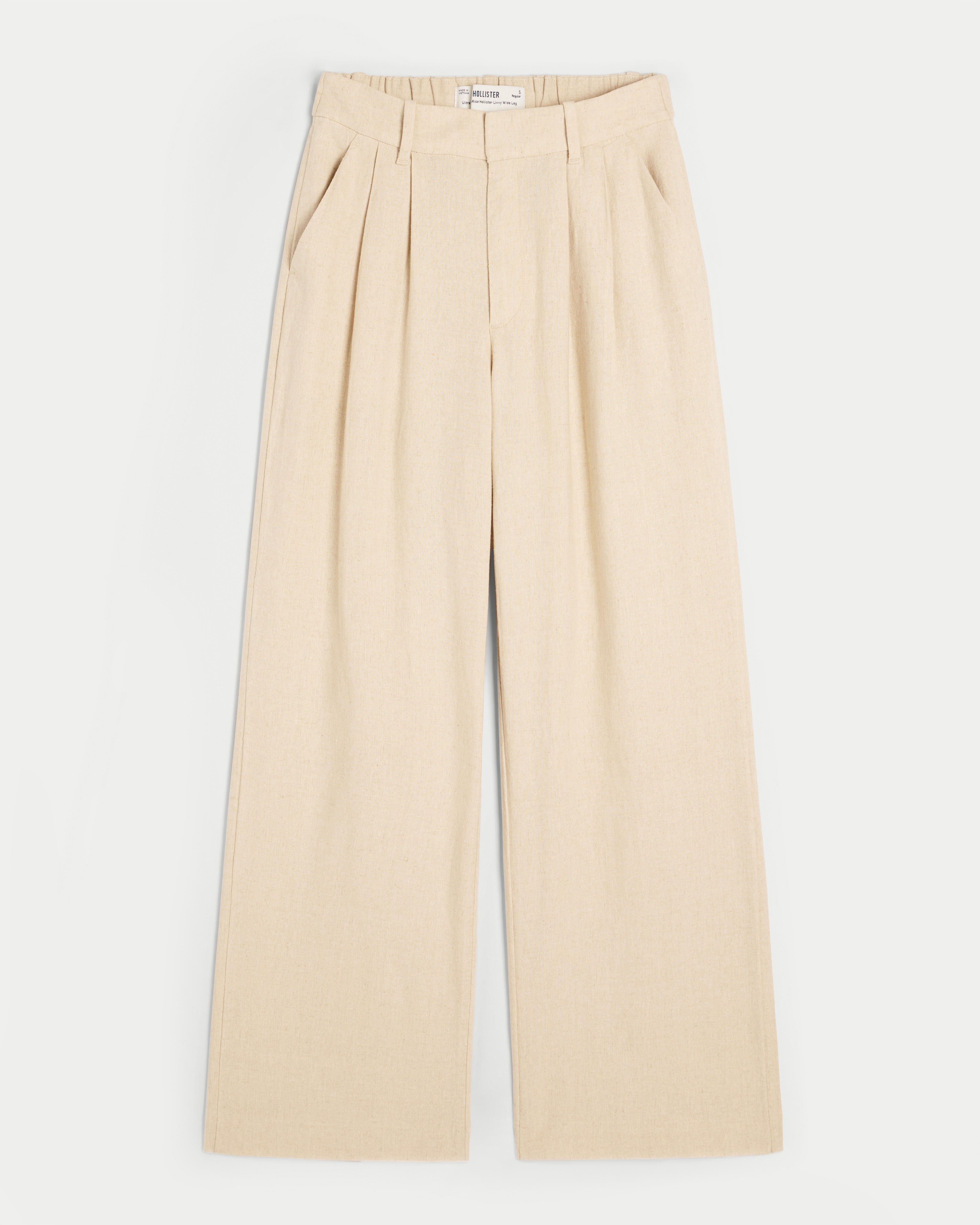 Hollister Livvy Ultra High-Rise Linen-Blend Wide-Leg Pants