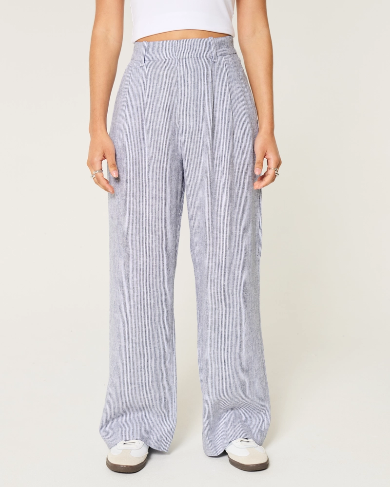 Hollister Livvy Ultra High-Rise Linen-Blend Wide-Leg Pants