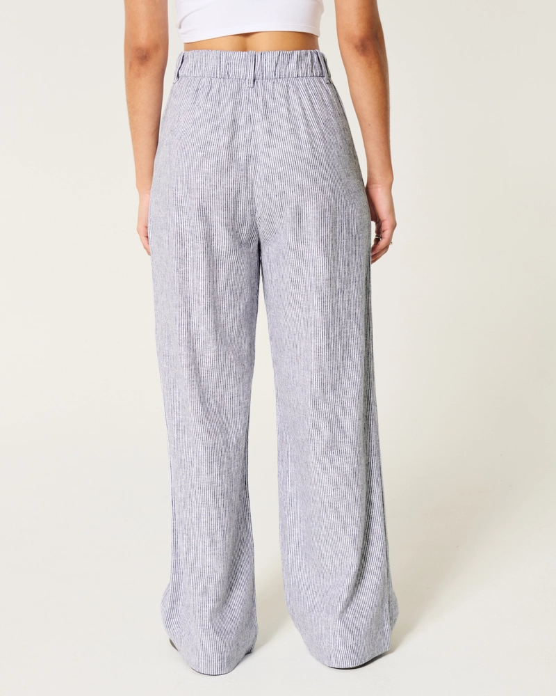 Hollister Livvy Ultra High-Rise Linen-Blend Wide-Leg Pants