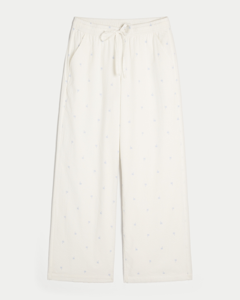 Women's Seersucker Baggy Pull-On Pants | Women's Bottoms