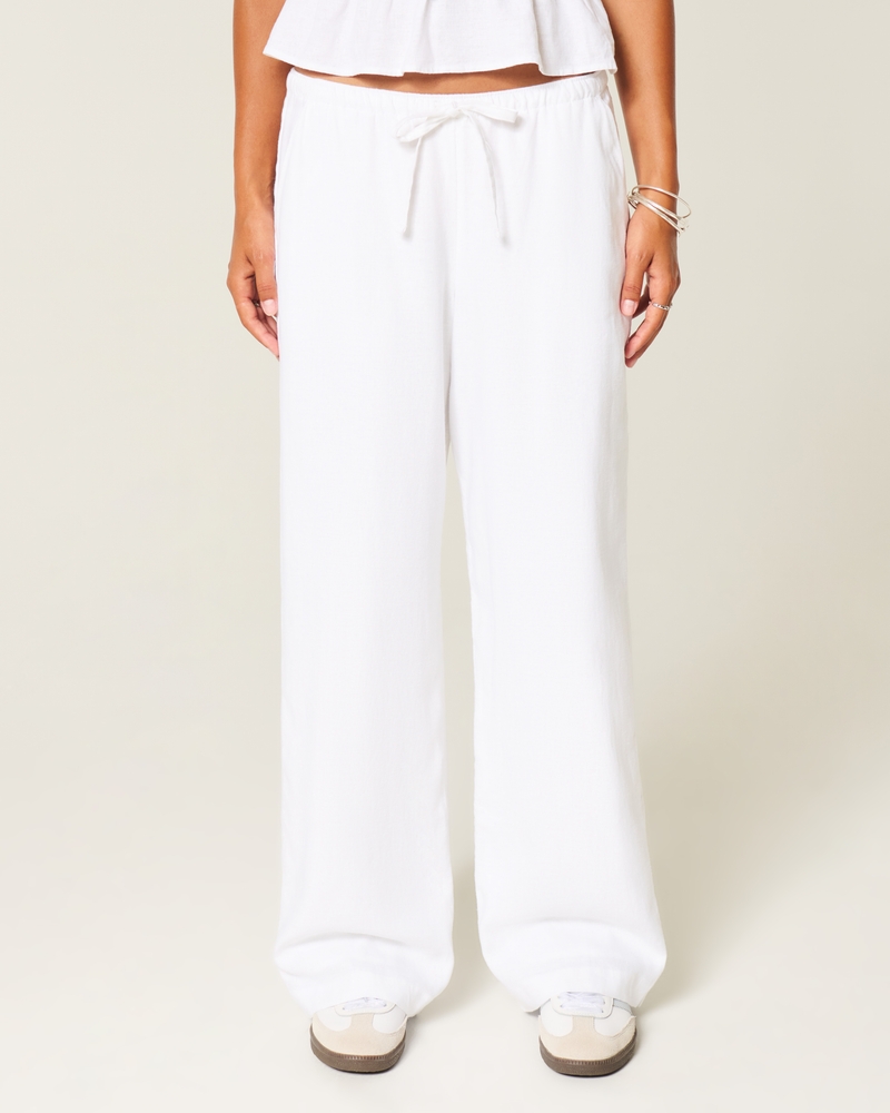 Linen-Blend Pull-On Baggy Pants