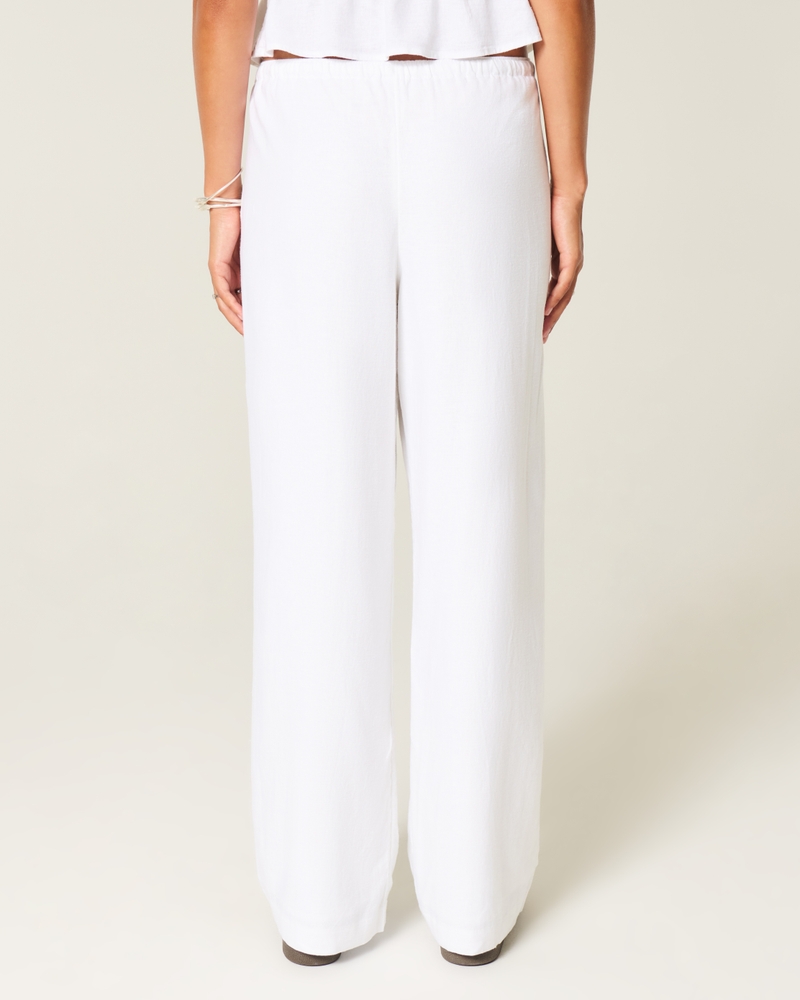 Linen-Blend Pull-On Baggy Pants