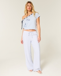 Linen-Blend Baggy Pull-On Pants