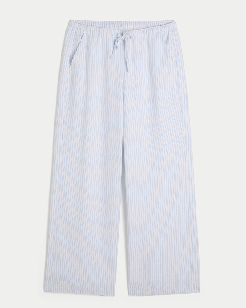 Linen-Blend Baggy Pull-On Pants