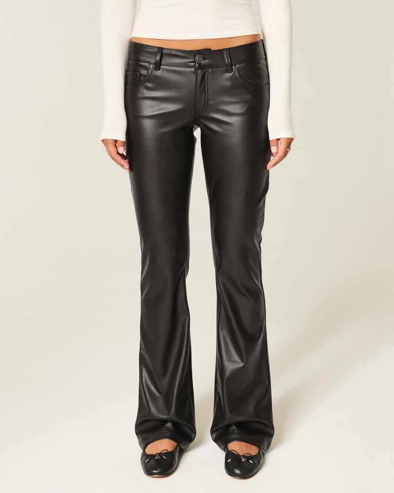 Low-Rise Faux Leather Bootcut Pants