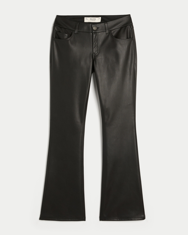 Low-Rise Faux Leather Bootcut Pants