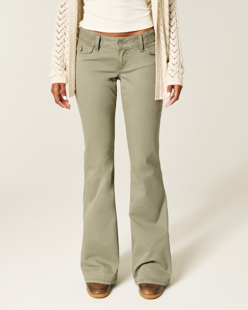 Ultra Low-Rise Embroidered Waist Flare Pants
