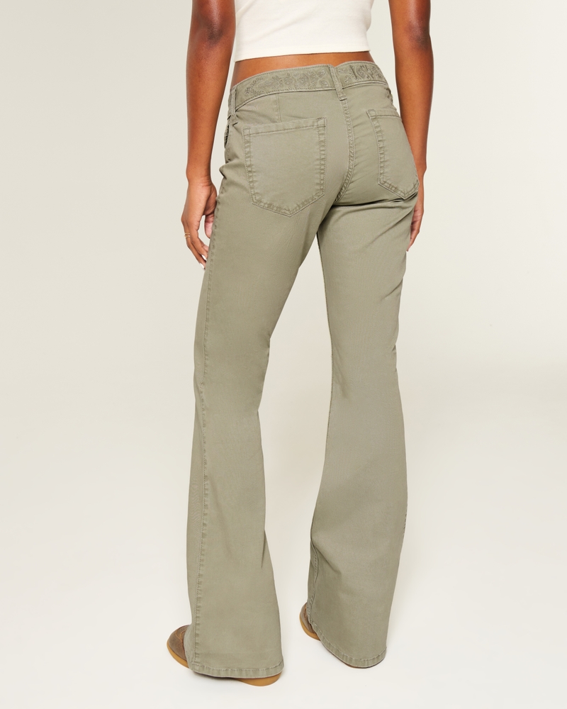 Ultra Low-Rise Embroidered Waist Flare Pants