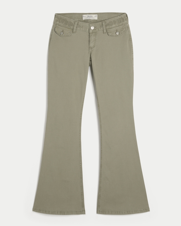 Ultra Low-Rise Embroidered Waist Flare Pants