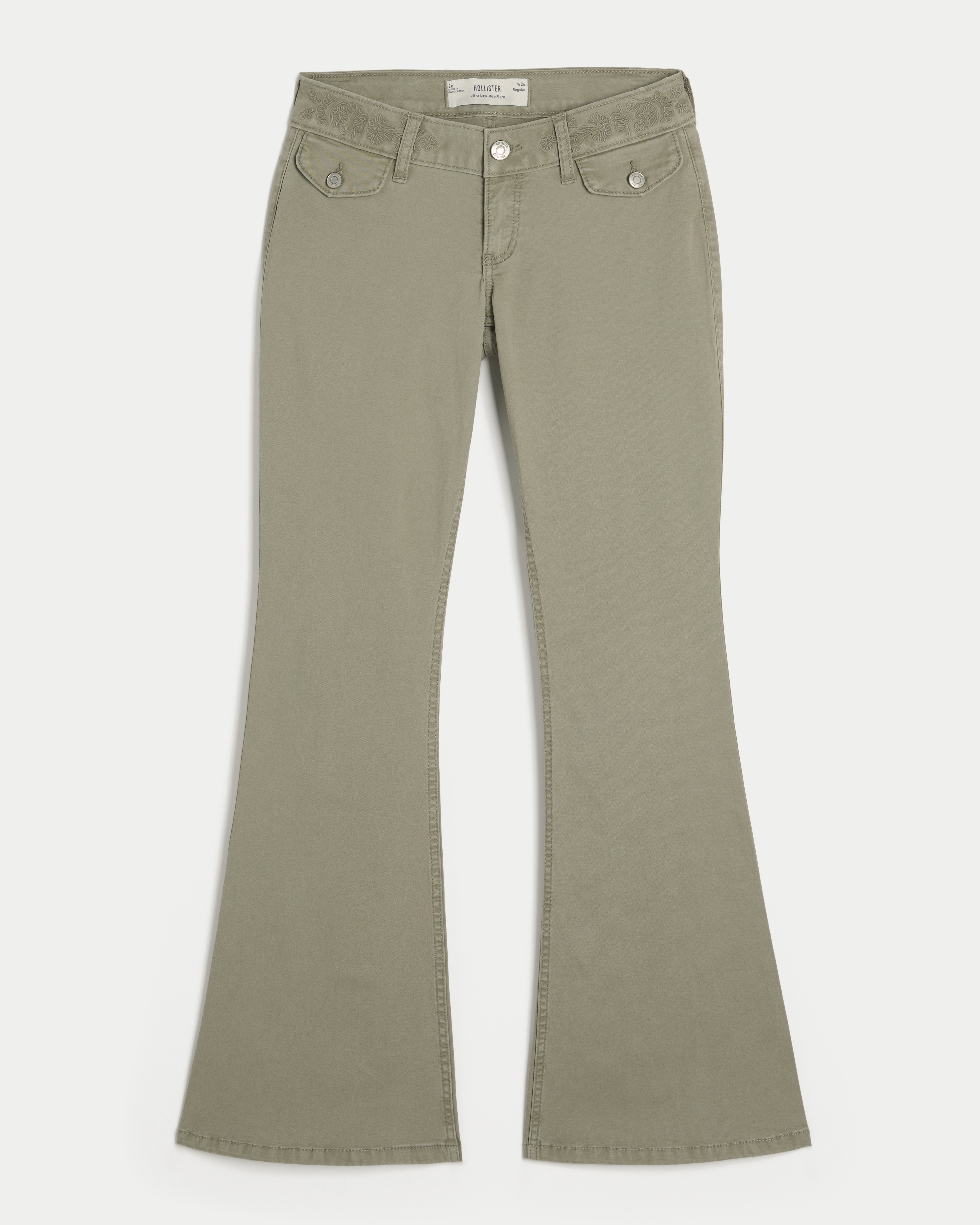 Ultra Low-Rise Embroidered Waist Flare Pants