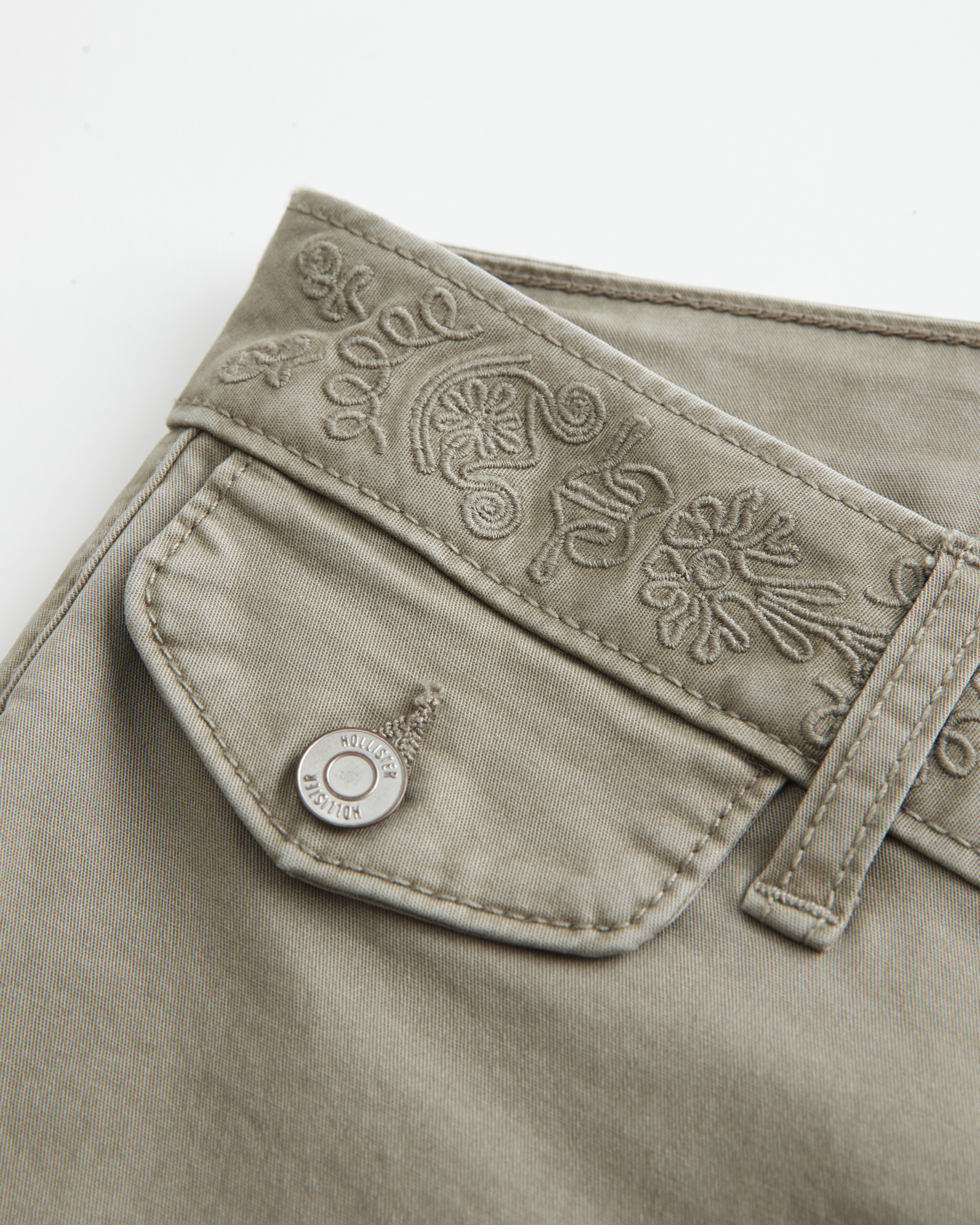 Ultra Low-Rise Embroidered Waist Flare Pants