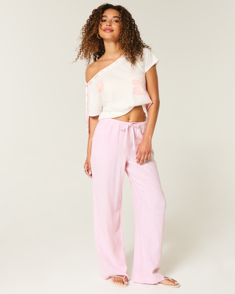 Women's Linen-Blend Baggy Pull-On Pants | Women's Sale