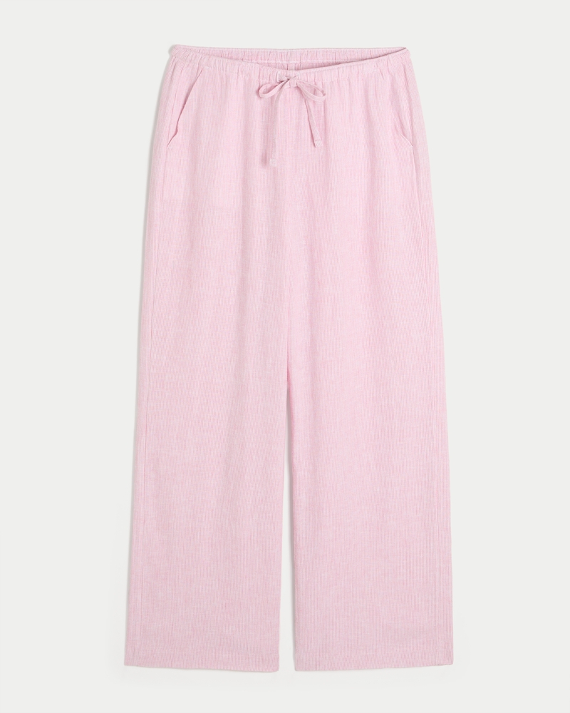 Linen-Blend Baggy Pull-On Pants