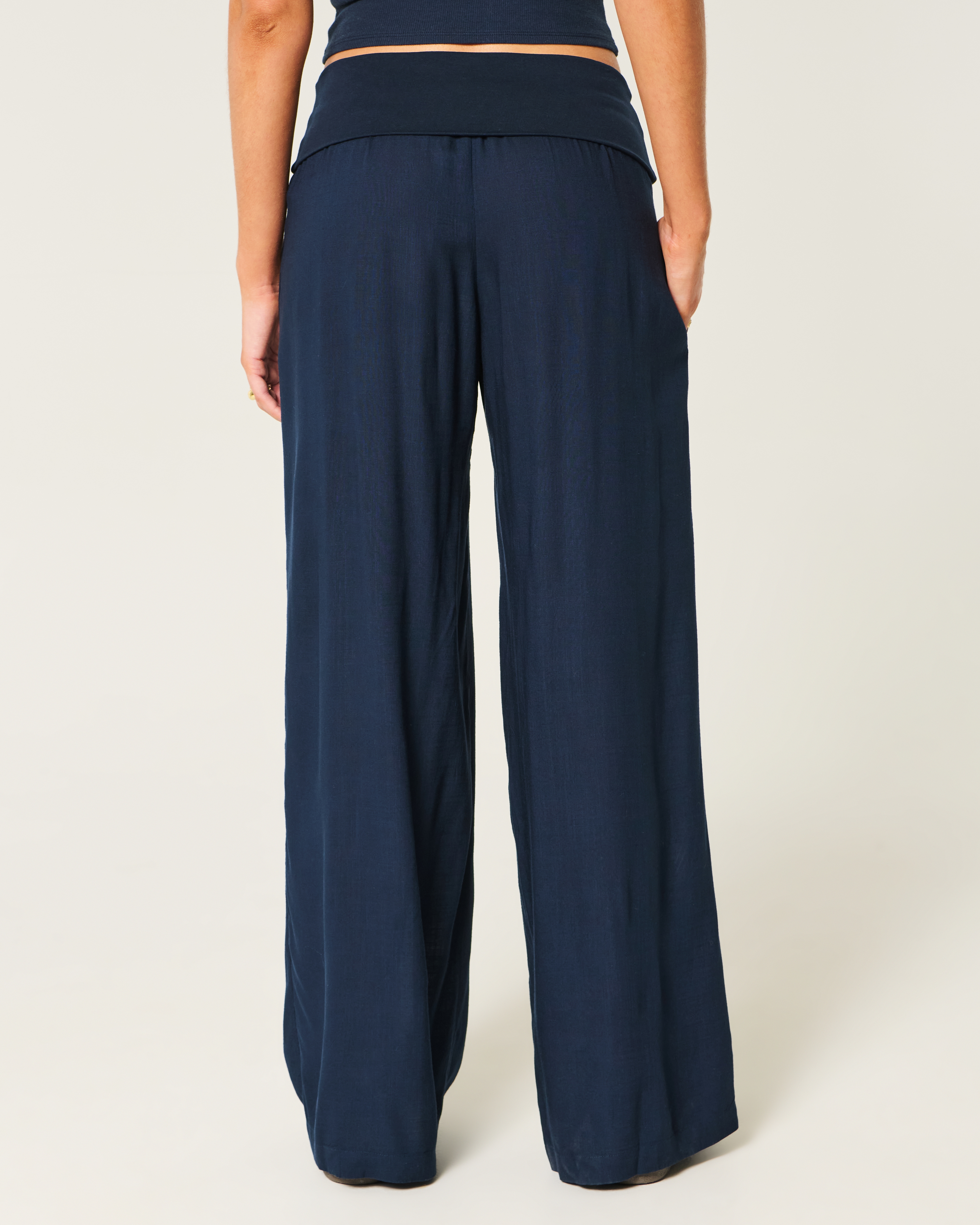 Women's Foldover Waist Super Baggy Pants | Women's Clearance