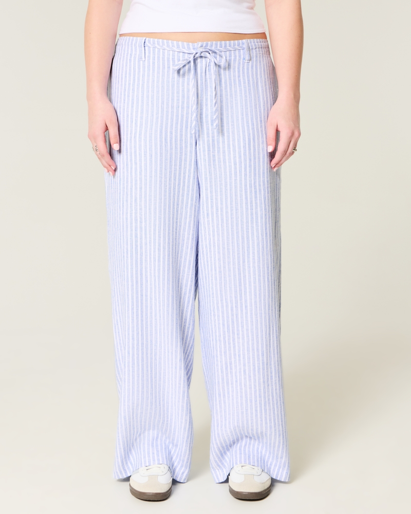 Low-Rise Super Baggy Linen-Blend Pants