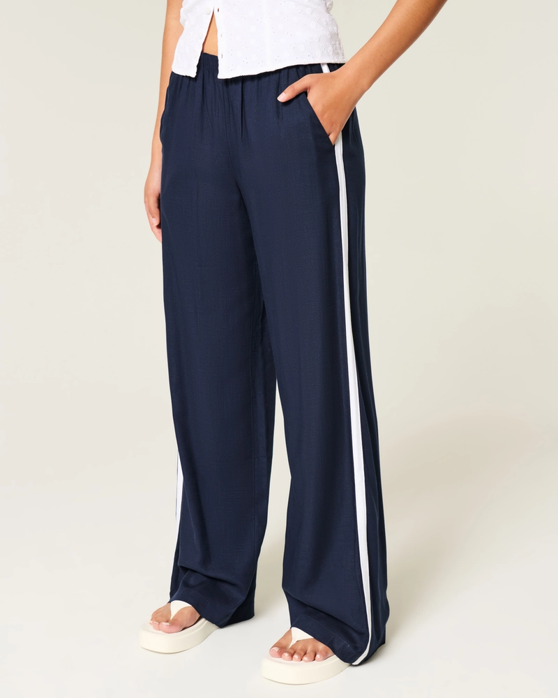 Striped Baggy Pull-On Pants