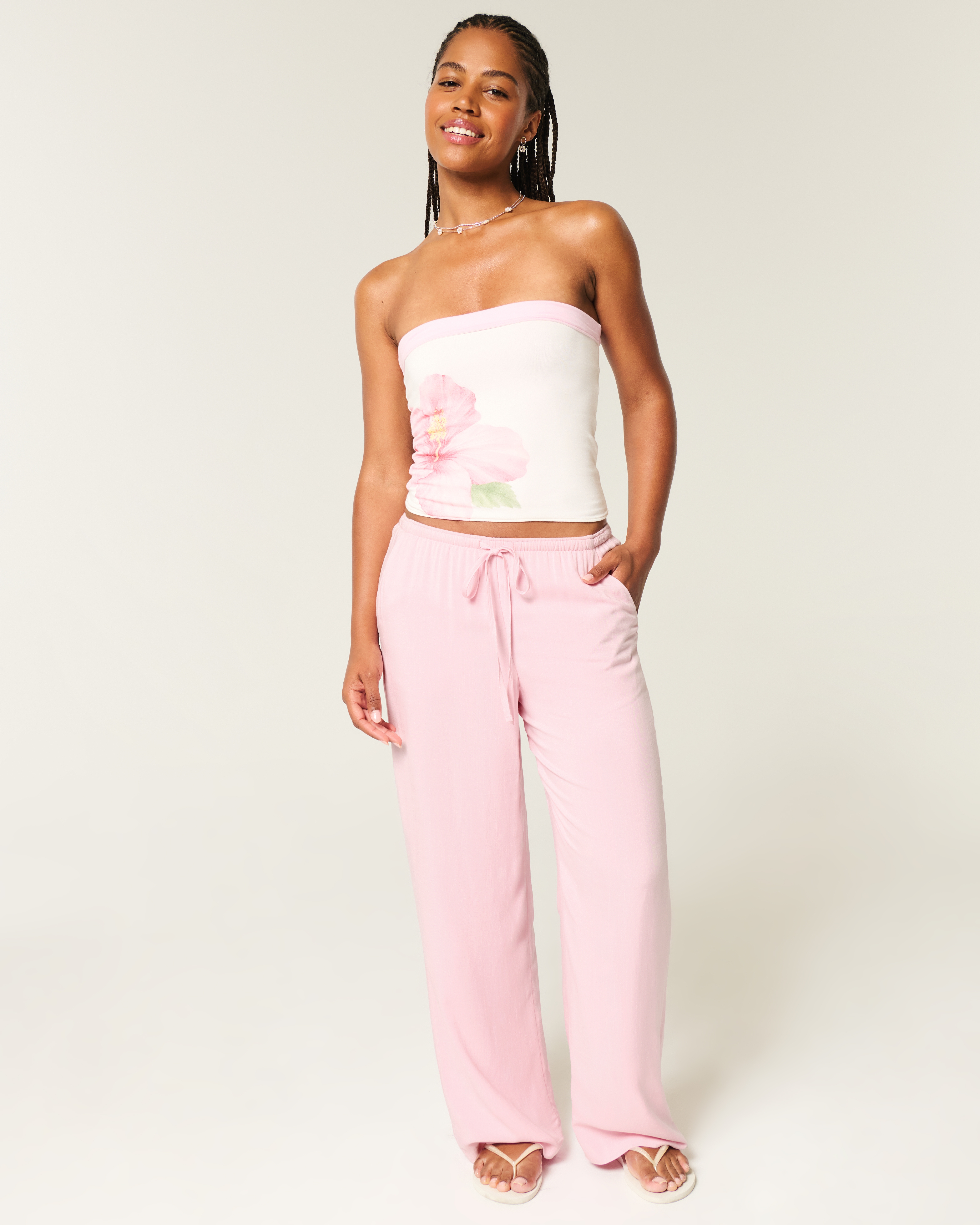 Low-Rise Baggy Pull-On Pants