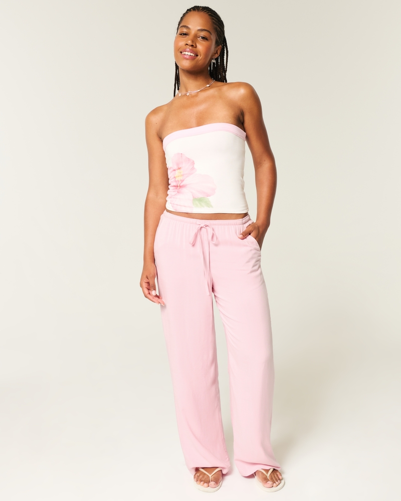 Striped Baggy Pull-On Pants