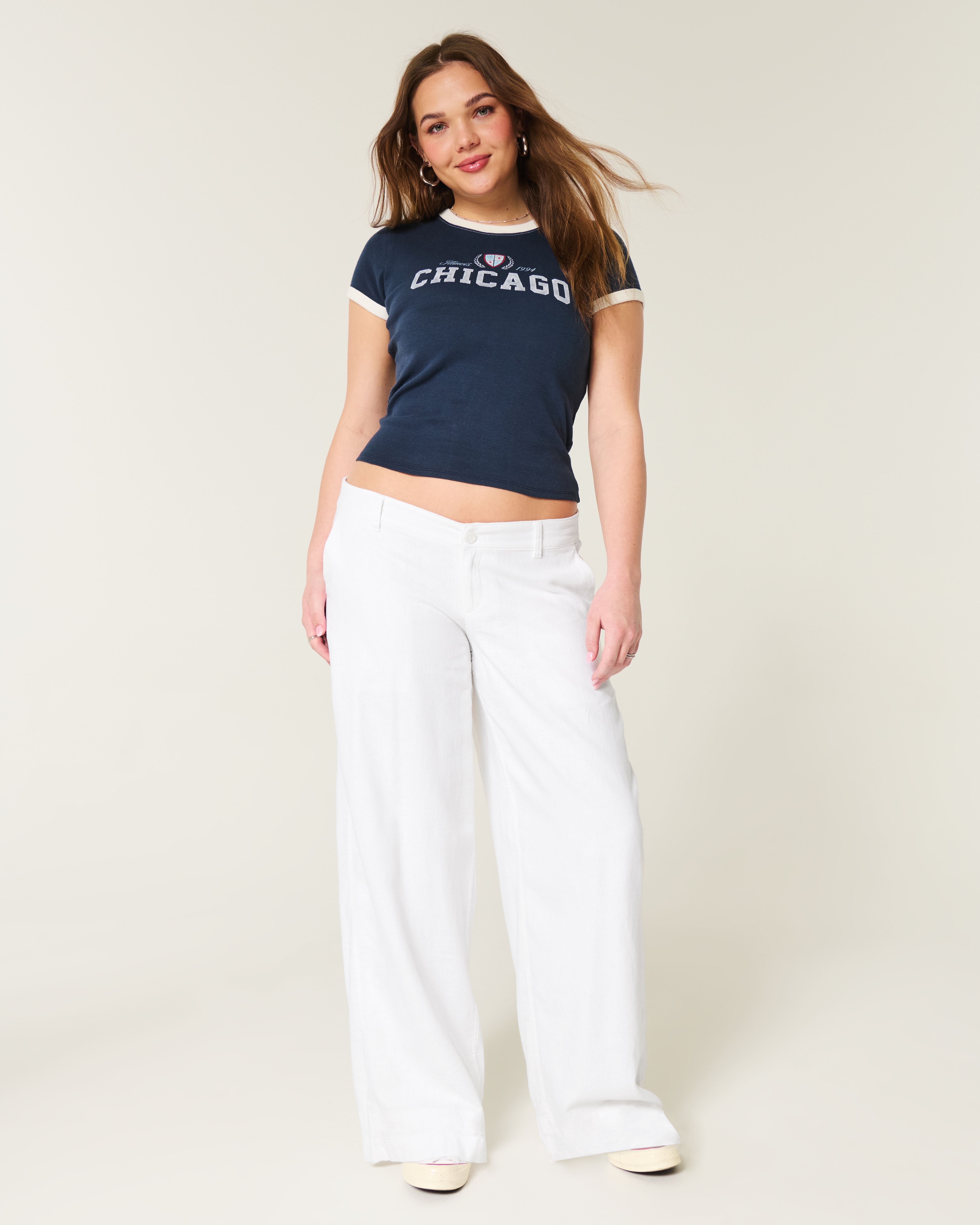 [ ] Low Rise Baggy Fit White Linen Jeans ★人気★ Women's Low Rise Baggy Jean | Women's Clearance