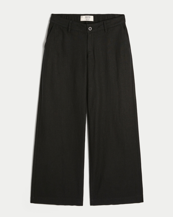 Ultra Low Rise Super Baggy-Hose aus Leinenmischung, Black Dd view 1