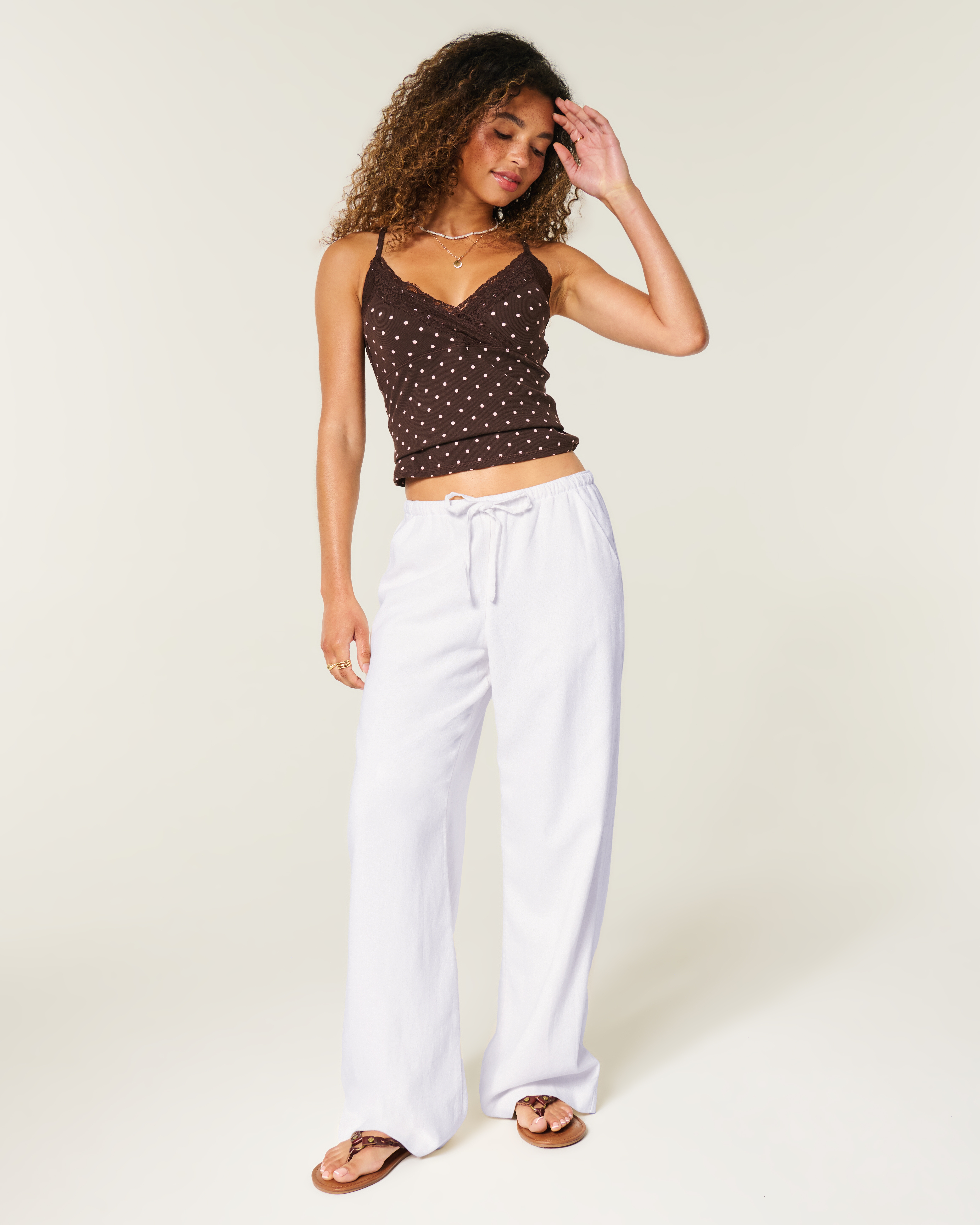 Linen-Blend Pull-On Pants
