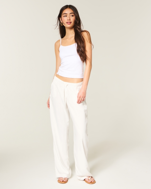 Pull-On Slub Pants, White view 1