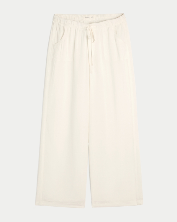 Pull-On Slub Pants, White view 1