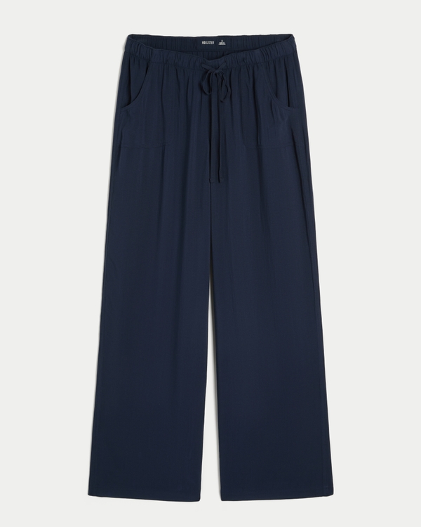 Pull-On Slub Pants, Navy view 1