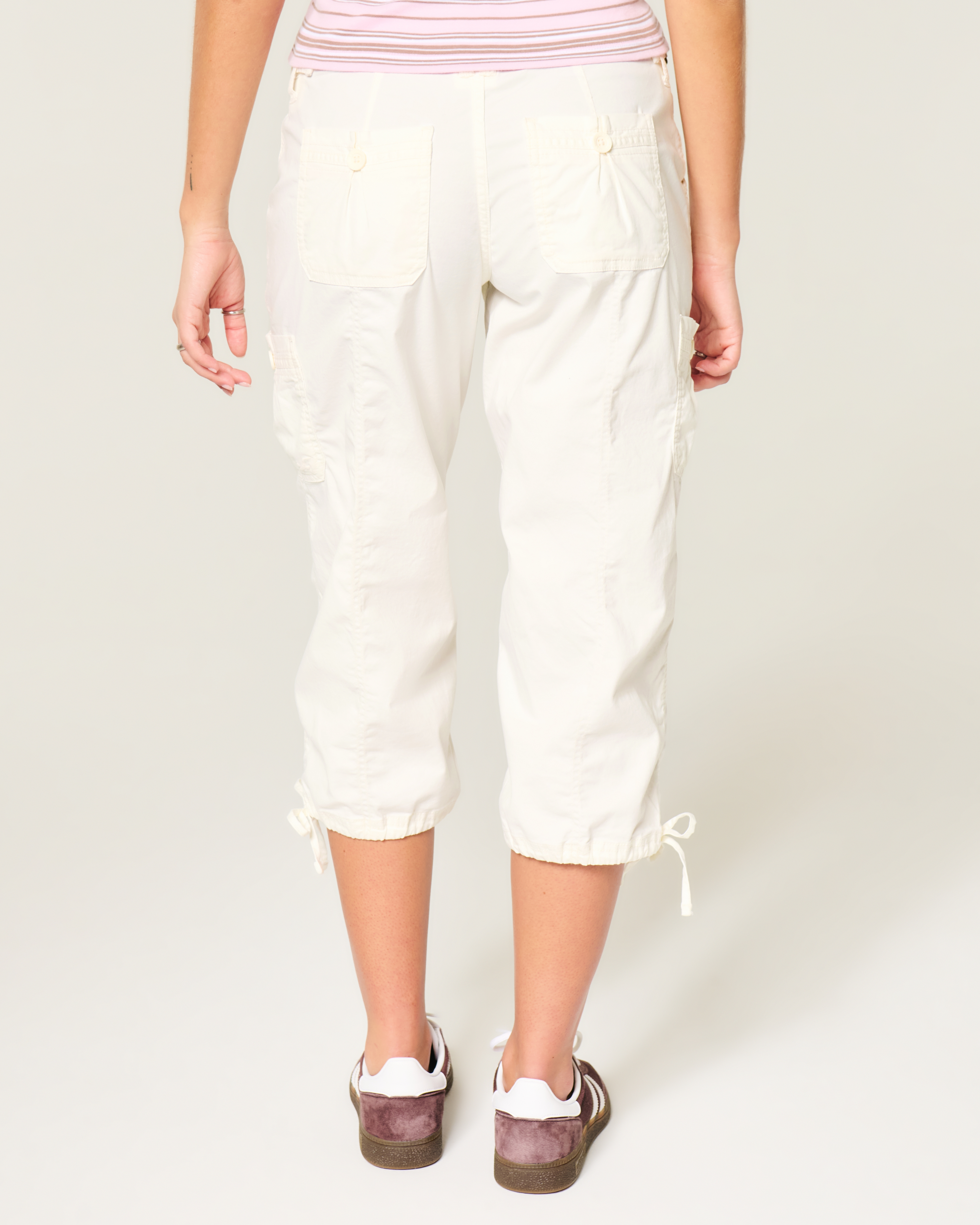 Hollister Andi Adjustable Waist Baggy Lace-Trim Capri Pants