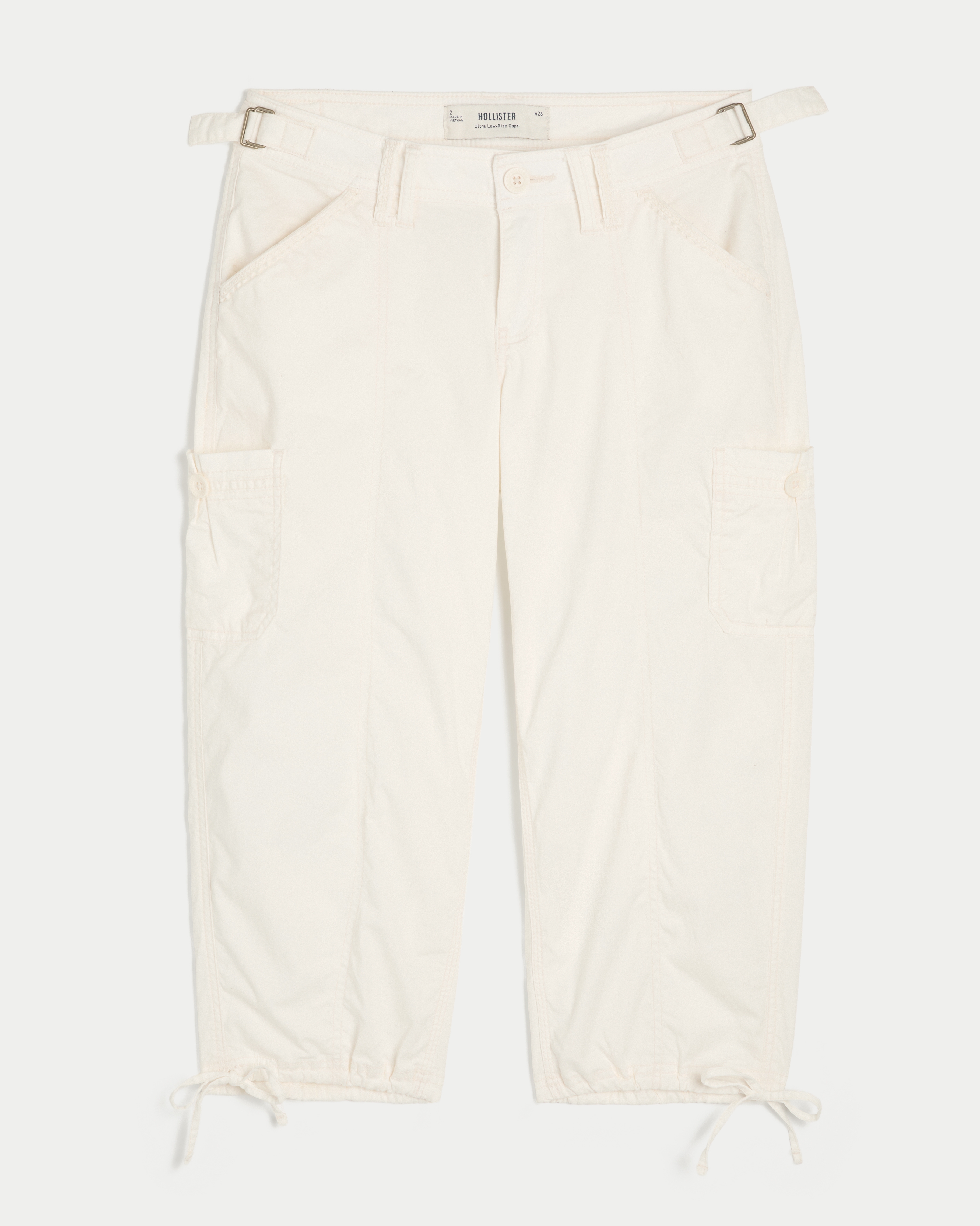 Hollister Andi Adjustable Waist Baggy Lace-Trim Capri Pants
