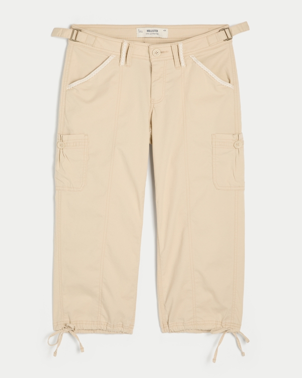 Hollister Andi Adjustable Waist Baggy Lace-Trim Capri Pants