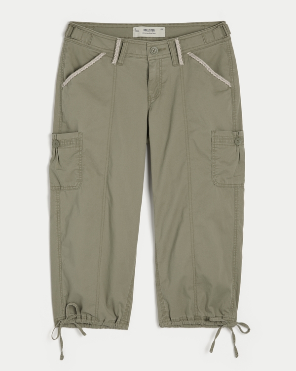 Women's Hollister Andi Adjustable Waist Baggy Lace-Trim Capri
