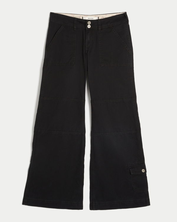 Hollister Andi Adjustable Waist Low-Rise Wide-Leg Pants, Black view 1