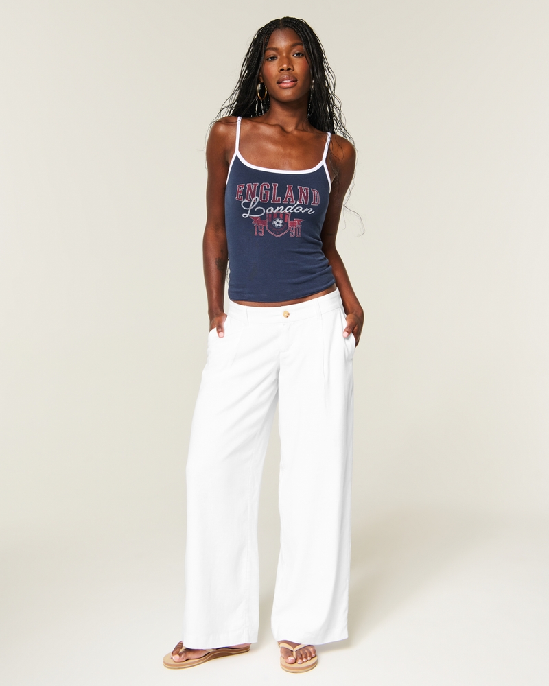 Hollister Livvy Ultra Low-Rise Linen-Blend Super Baggy Pants - white by Hollister