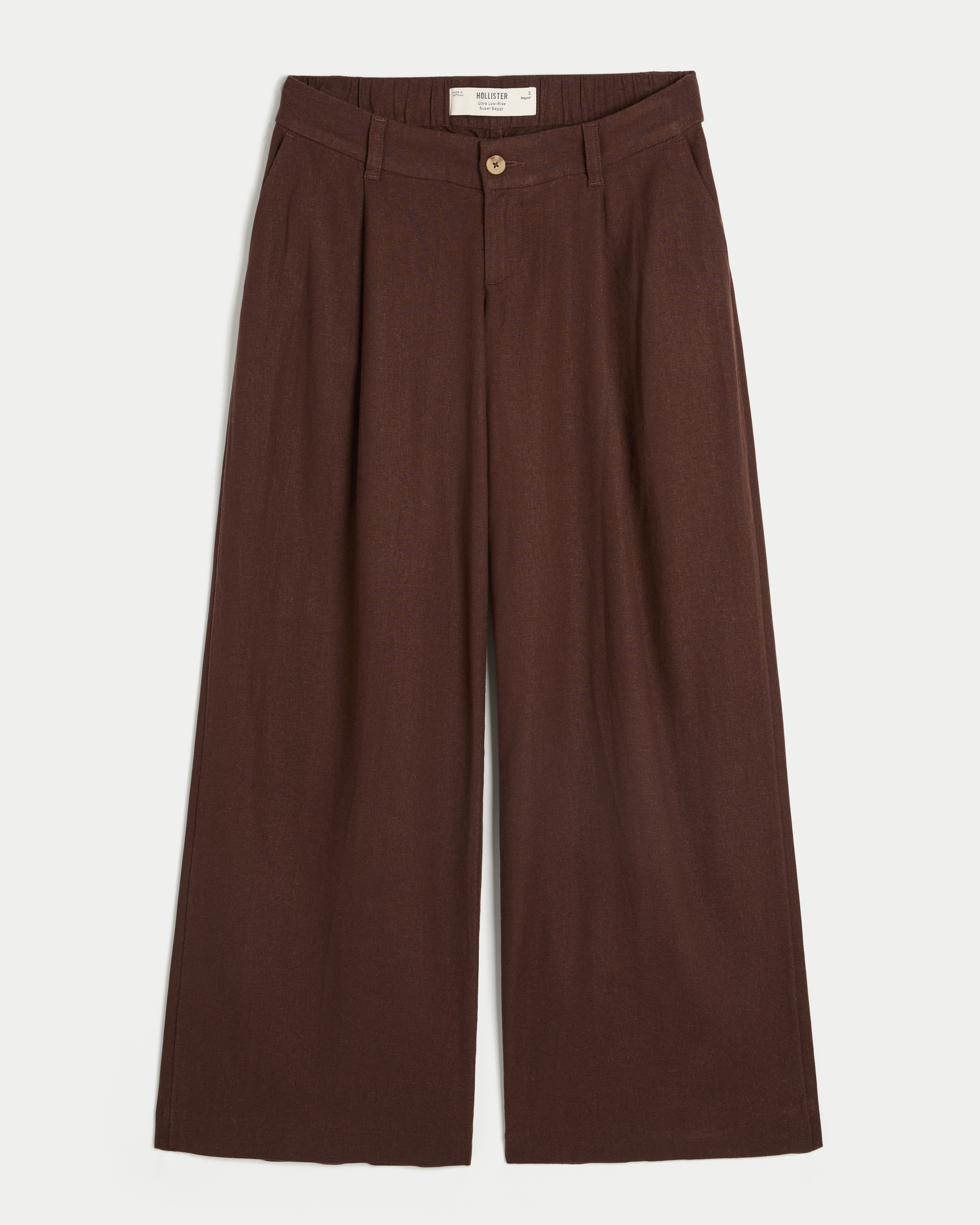 Hollister Livvy Ultra Low-Rise Linen-Blend Super Baggy Pants