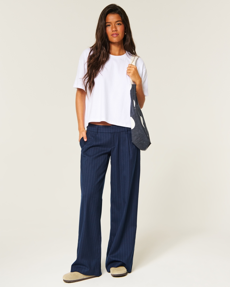 Hollister Livvy Ultra Low-Rise Super Baggy Pants - navy stripe by Hollister