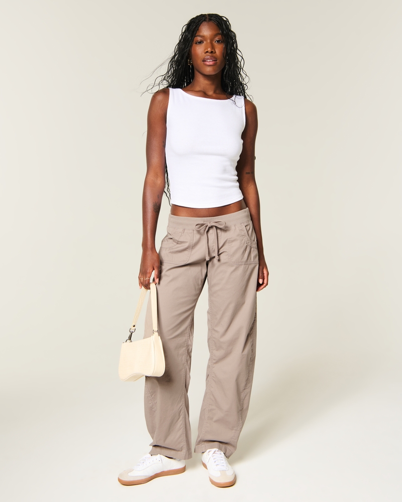 Hollister Remi Ultra Low-Rise Poplin Baggy Cinch Pants - driftwood by Hollister