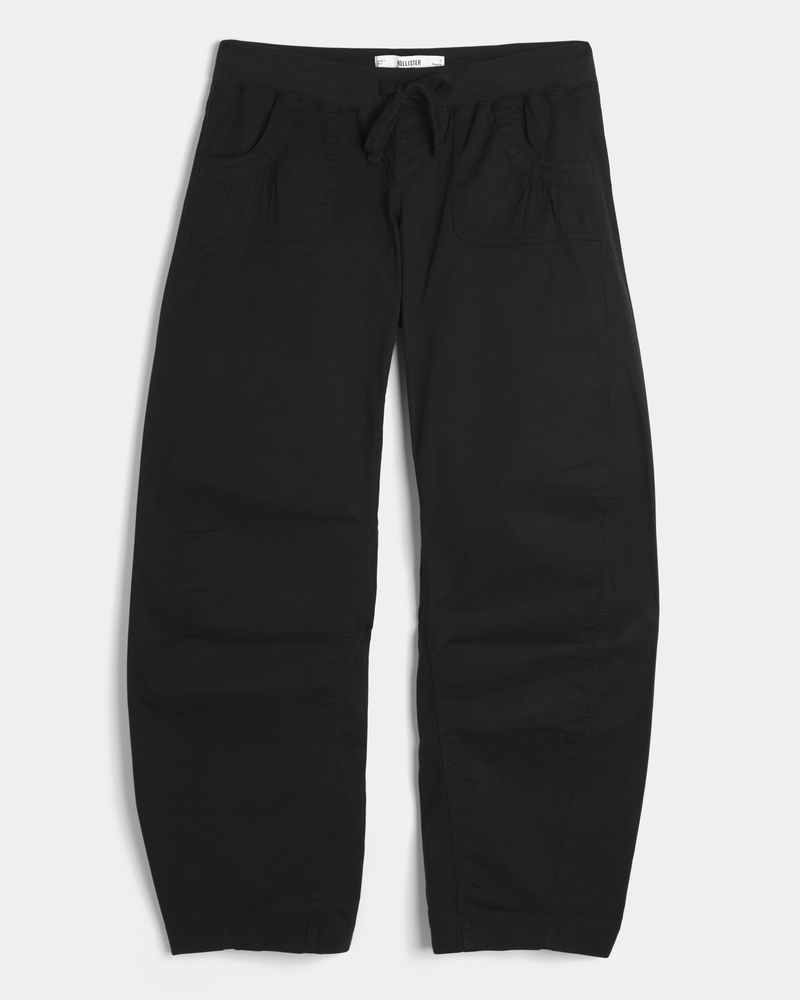 Hollister Remi Ultra Low-Rise Poplin Baggy Cinch Pants - black by Hollister