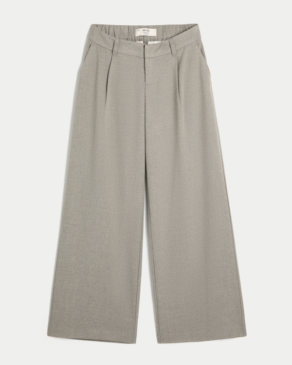 Hollister Livvy Ultra Low-Rise Pleated Super Baggy Pants, Heather Grey view 1