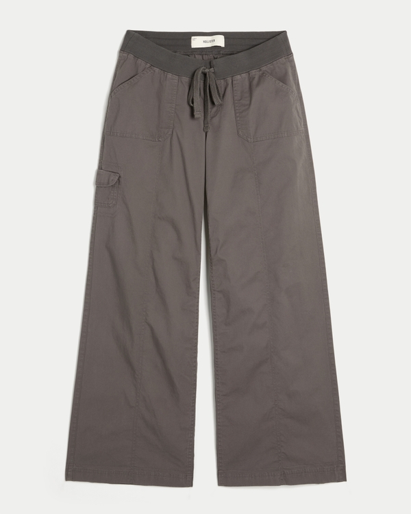 Hollister Remi Ultra Low-Rise Wide-Leg Pull-On Pants, Dark Grey view 1